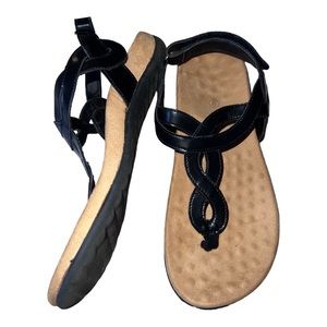Athlefit women’s black arch support cushioned sandals